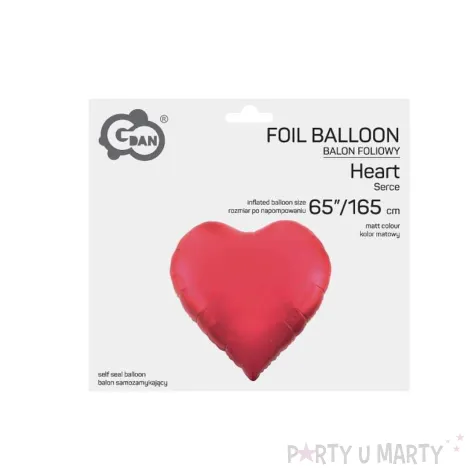 duzy balon foliowy serce xl prezent na walentynki dzien kobiet dekoracja na wesele czerwone 65