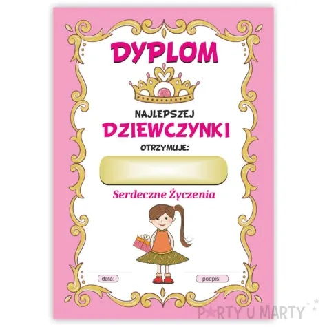dyplom dla najlepszej dziewczynki a5