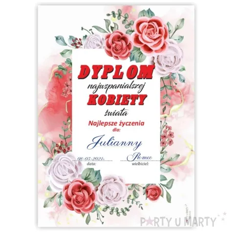 dyplom dla najwspanialszej kobiety swiata a5
