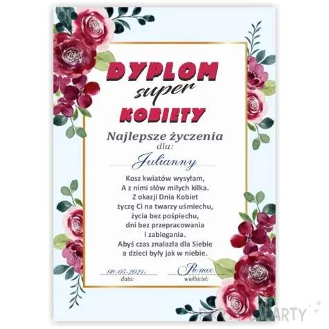 dyplom dla super kobiety a5