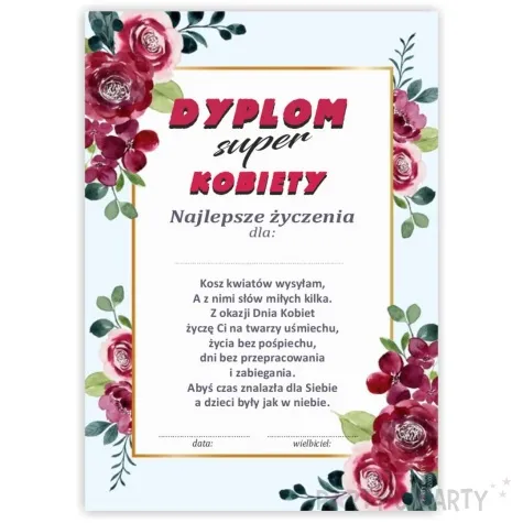 dyplom dla super kobiety a5