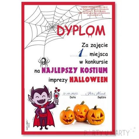 dyplom najlepszy kostium na halloween wampir a5