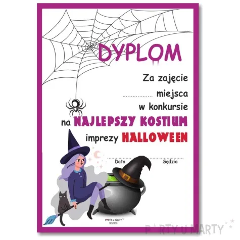 dyplom najlepszy kostium na halloween wiedzma a5