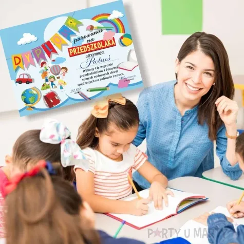 dyplom pasowania na przedszkolaka balon a5