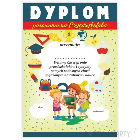 dyplom pasowania na przedszkolaka tablica a5