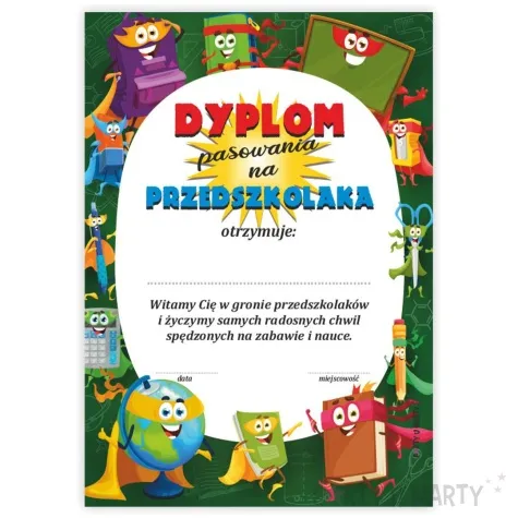dyplom pasowania na przedszkolaka wesoly piornik a5