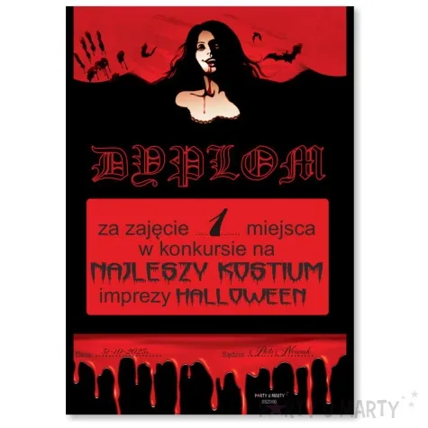 dyplom za najlepszy kostium sexy wamp czerwono czarny a5