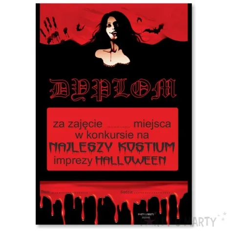 dyplom za najlepszy kostium sexy wamp czerwono czarny a5