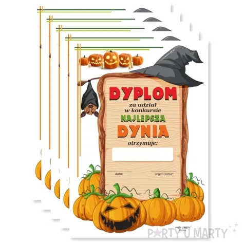 dyplom za udzial w konkursie najlepsza dynia kapelusz a5 5 szt