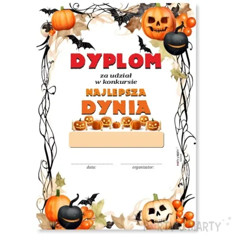 dyplom za udzial w konkursie najlepsza dynia mix a5