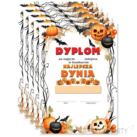 dyplom za zajecie miejsca w konkursie najlepsza dynia mix a5 5 szt