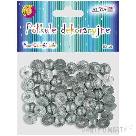 dzety polkule brokatowe srebrny aliga 50 szt