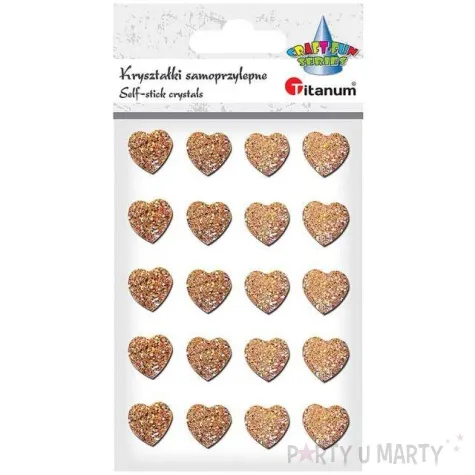 dzety samoprzylepne brokatowe serca 3d zlote titanum