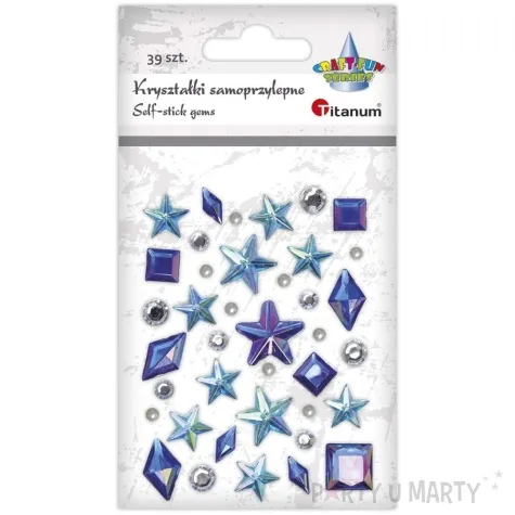 dzety samoprzylepne gwiazdki romby i diamenty niebieski titanum 39 szt