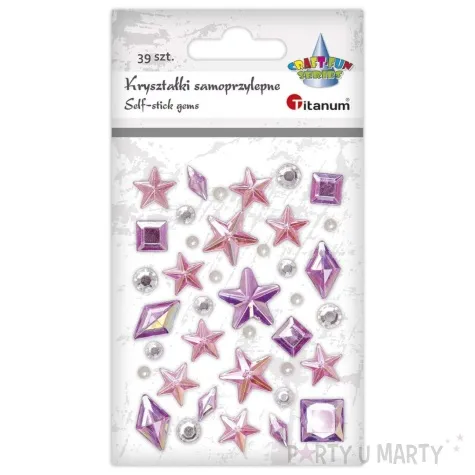 dzety samoprzylepne gwiazdki romby i diamenty rozowy titanum 39 szt