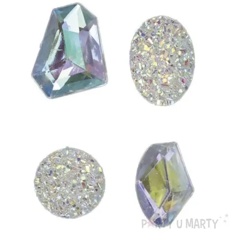 dzety samoprzylepne kamyki z brokatem srebrny titanum 16 szt