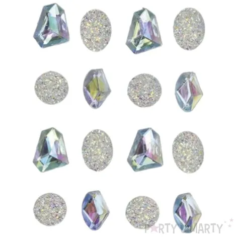dzety samoprzylepne kamyki z brokatem srebrny titanum 16 szt
