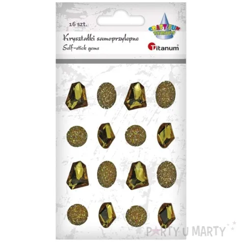 dzety samoprzylepne kamyki z brokatem zloty titanum 16 szt