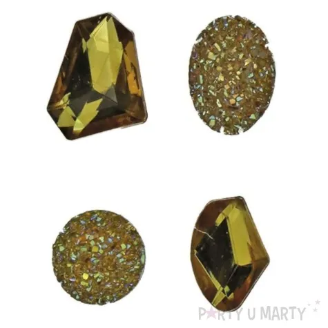 dzety samoprzylepne kamyki z brokatem zloty titanum 16 szt