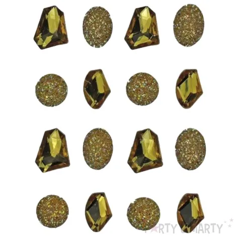 dzety samoprzylepne kamyki z brokatem zloty titanum 16 szt