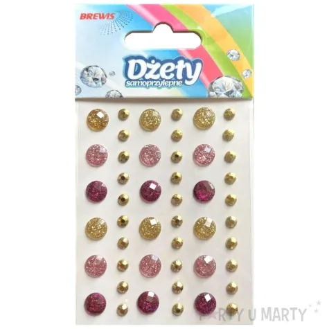 dzety samoprzylepne krysztalki brokatowe rozowo zloty brewis 5 10 mm 48 szt
