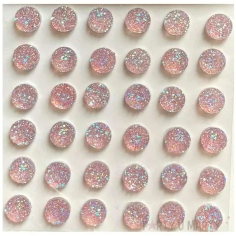 dzety samoprzylepne krysztalki brokatowe rozowy zloty brewis 8 mm 36 szt