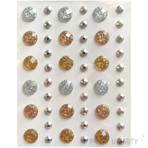 dzety samoprzylepne krysztalki brokatowe srebrno zloty brewis 5 10 mm 48 szt