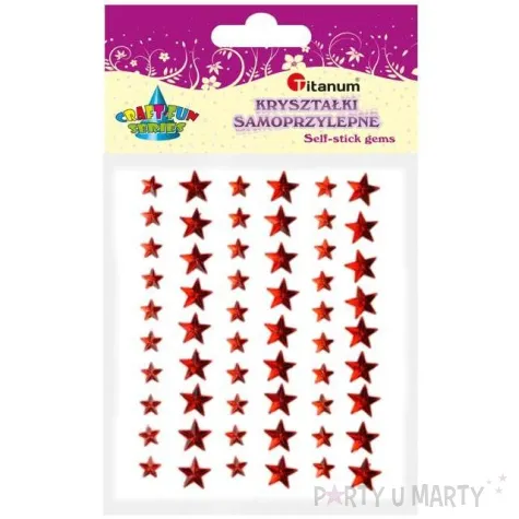 dzety samoprzylepne krysztalki gwiazdki czerwone 57 szt titanum