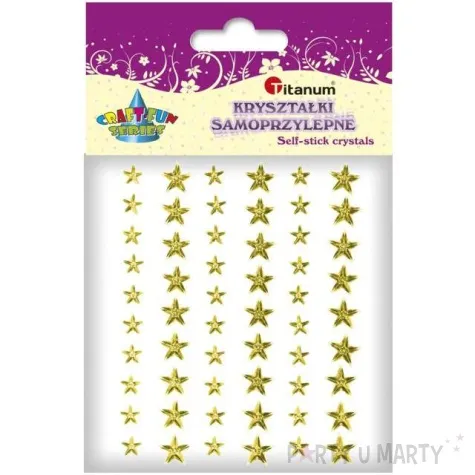 dzety samoprzylepne krysztalki gwiazdki zlote 57 szt titanum