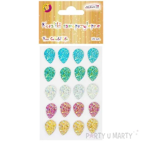 dzety samoprzylepne krysztalki lezki mix aliga 20 szt