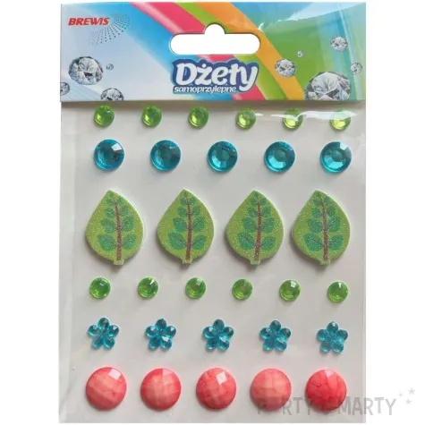 dzety samoprzylepne krysztalki liscie mix brewis 8 16 mm 31 szt