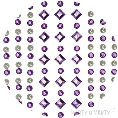 dzety samoprzylepne krysztalki romby i kolka fioletowo srebrne titanum