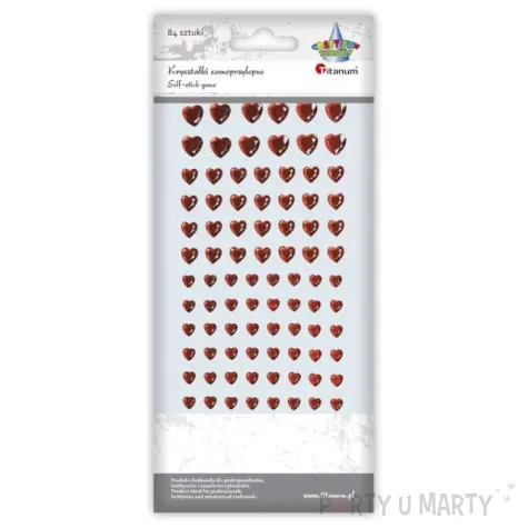 dzety samoprzylepne krysztalki serca czerwone titanum