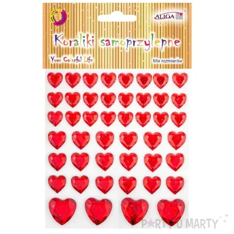 dzety samoprzylepne krysztalki serca czerwony aliga 46 szt
