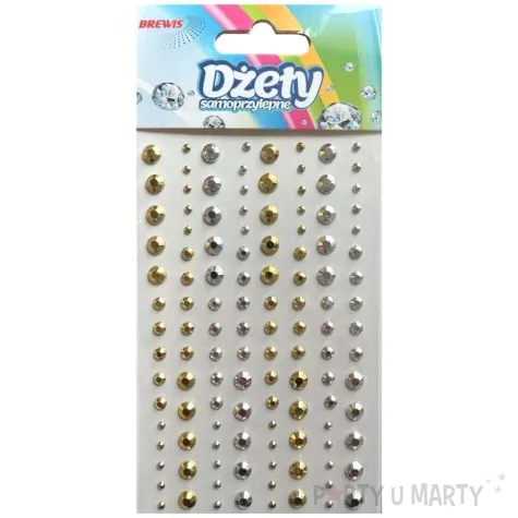 dzety samoprzylepne krysztalki srebrno zloty brewis 4 8 mm 120 szt
