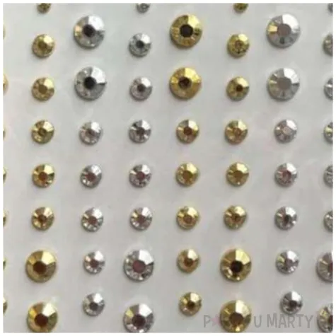 dzety samoprzylepne krysztalki srebrno zloty brewis 4 8 mm 120 szt