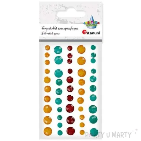 dzety samoprzylepne krysztalki zolto seledynowo bordowe 50 szt titanum