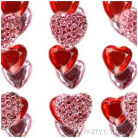 dzety samoprzylepne krysztalowe i czerwone serca mix titanum