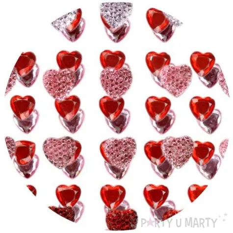 dzety samoprzylepne krysztalowe i czerwone serca mix titanum