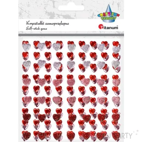 dzety samoprzylepne krysztalowe i czerwone serca mix titanum