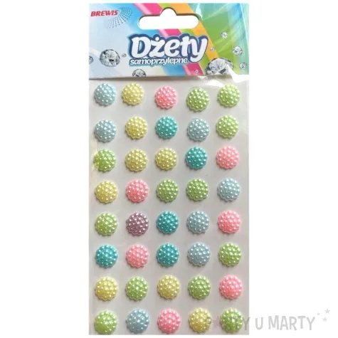 dzety samoprzylepne kwiatki mix brewis 14 mm 40 szt