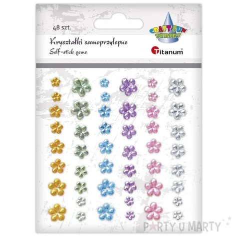 dzety samoprzylepne kwiatki mix titanum 48 szt