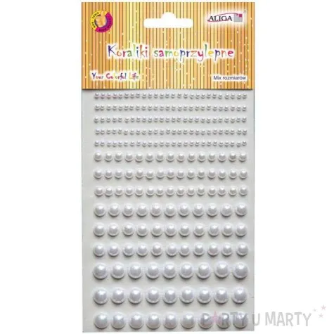 dzety samoprzylepne perelki srebrne mix aliga