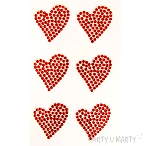dzety samoprzylepne serca czerwony brewis 6 szt