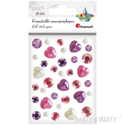 dzety samoprzylepne serca i perelki rozowy titanum 36 szt