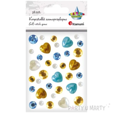 dzety samoprzylepne serca i perelki zloto niebieski titanum 32 szt
