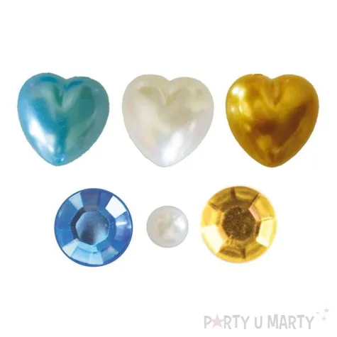 dzety samoprzylepne serca i perelki zloto niebieski titanum 32 szt