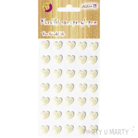 dzety samoprzylepne serca ze zdobieniem kremowe aliga 35 szt