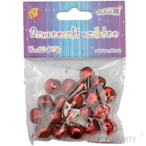 dzwoneczki dekoracyjne classic czerwone aliga 15 mm 20 szt