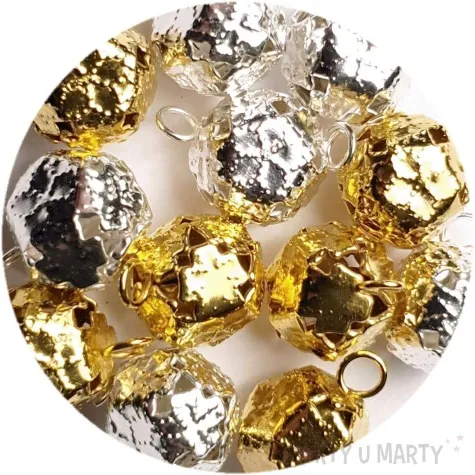 dzwoneczki dekoracyjne ozdobne zloto srebrne aliga 10 mm 12 szt